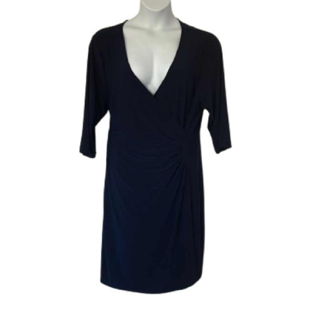 LAUNDRY by Shelli Segal 3/4 Length Sleeve Faux Wrap Dress — Navy Women’s Size 2X